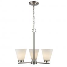 Trans Globe 71805-3 BN - 3LT CHANDELIER-FLARED GLASS-BN